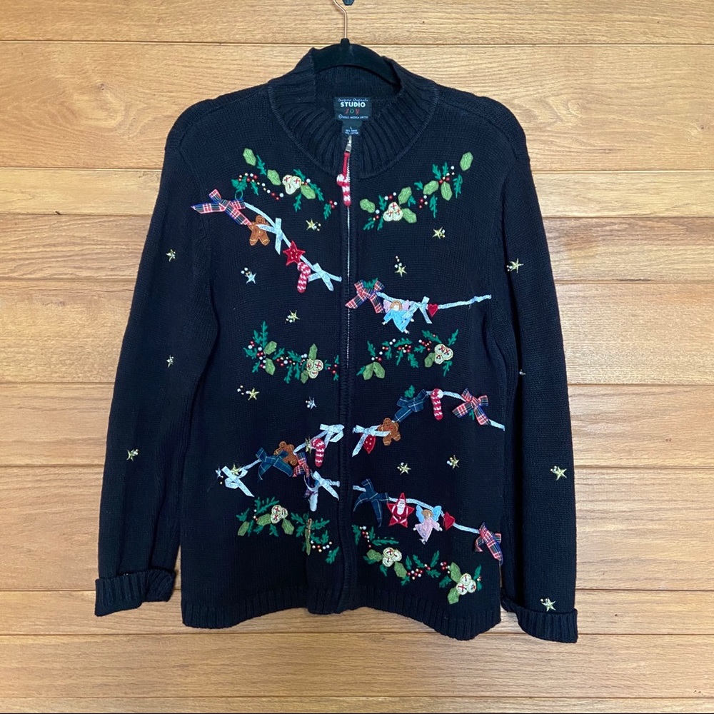 Vintage Christmas embellished cardigan sweater
